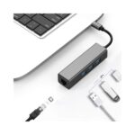 USB Type C to Ethernet with 3 Usb Hub Adapter