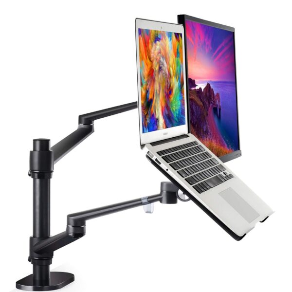 2 in 1 360 Degree Rotating Double Arm Laptop and monitor stand
