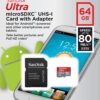 SanDisk Ultra 64GB microSDXC UHS-I Card with Adapter