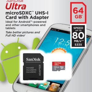 SanDisk Ultra 64GB microSDXC UHS-I Card with Adapter