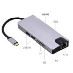 8 in 1 Type C to USB-C 4K HDMI Multi Adapter Grey - Image 2