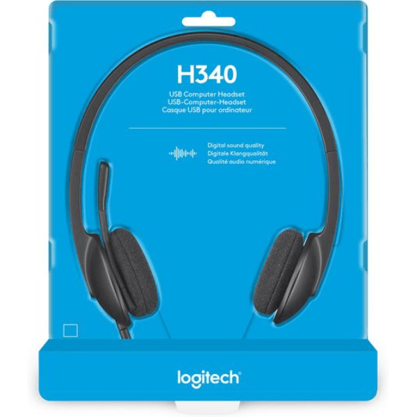 thumbnail image 2 of Logitech H340 On-Ear Stereo Computer Headset, USB-A, Black (981-000507 2 of 9