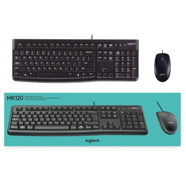 Logitech MK120 Wired USB Keyboard Mouse Desktop Combo