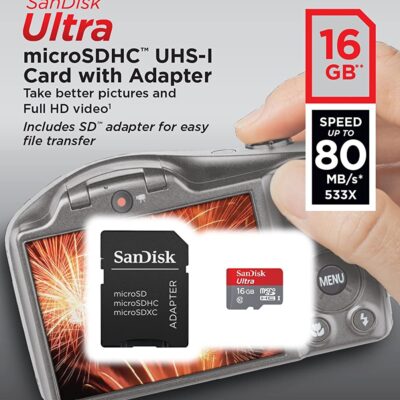 SanDisk ULTRA Micro SDHC Card 16GB 80MB/s Class 10 UHS-I + Adapter