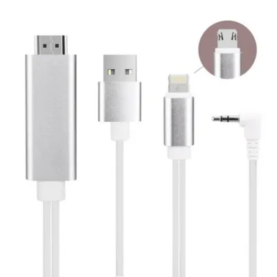 Digital AV Cable 2 in 1 Micro B & USB - C (Silver)