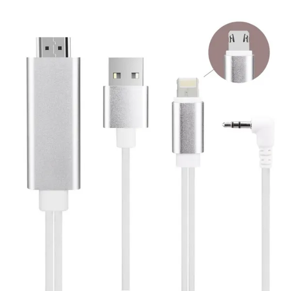 Digital AV Cable 2 in 1 Micro B & USB - C (Silver)