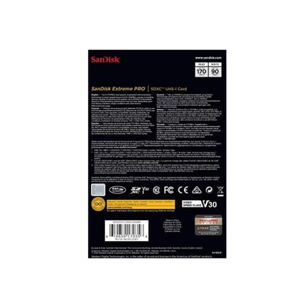 SanDisk 256GB Extreme PRO UHS-I SDXC Memory Card