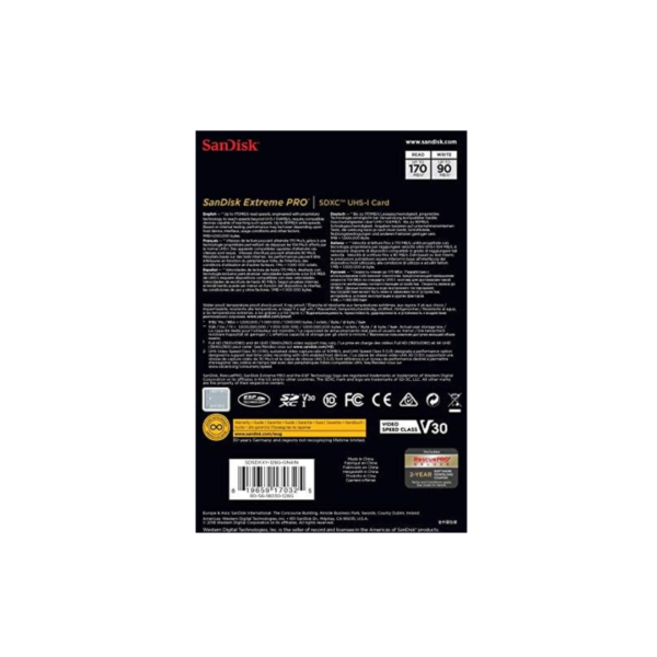 SanDisk Extreme PRO 128GB SDXC UHS-I Card 200 MBPs