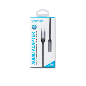 VENTION USB-C MALE TO 3.5MM MALE CABLE 1M GRAY ALUMINUM ALLOY TYPE