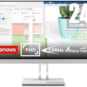 Lenovo L24e-40 23.8" FHD Monitor, Cloud Grey Color, Connectivity : 1 VGA, 1 HDMI 1.4