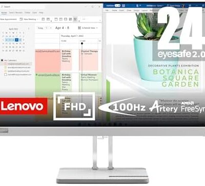 Lenovo L24e-40 23.8" FHD Monitor, Cloud Grey Color, Connectivity : 1 VGA, 1 HDMI 1.4