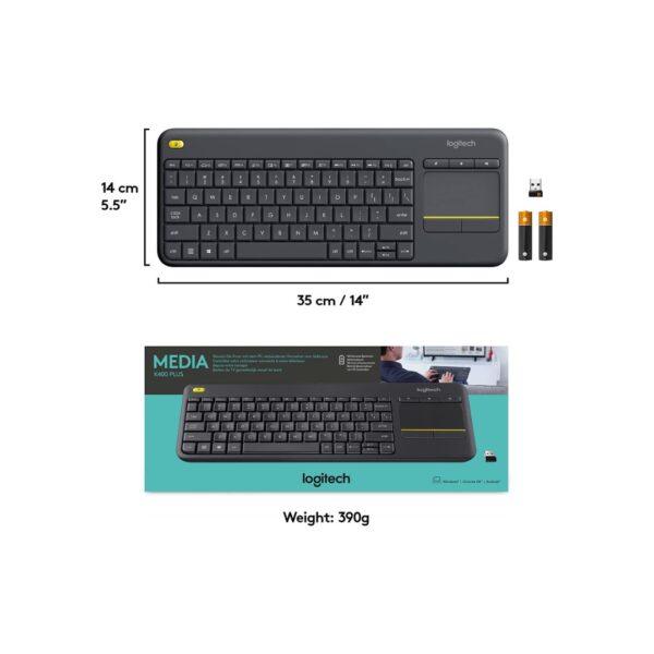 Logitech Wireless Touch Keyboard K400 Plus with Built-In Multi-Touch Touchpad