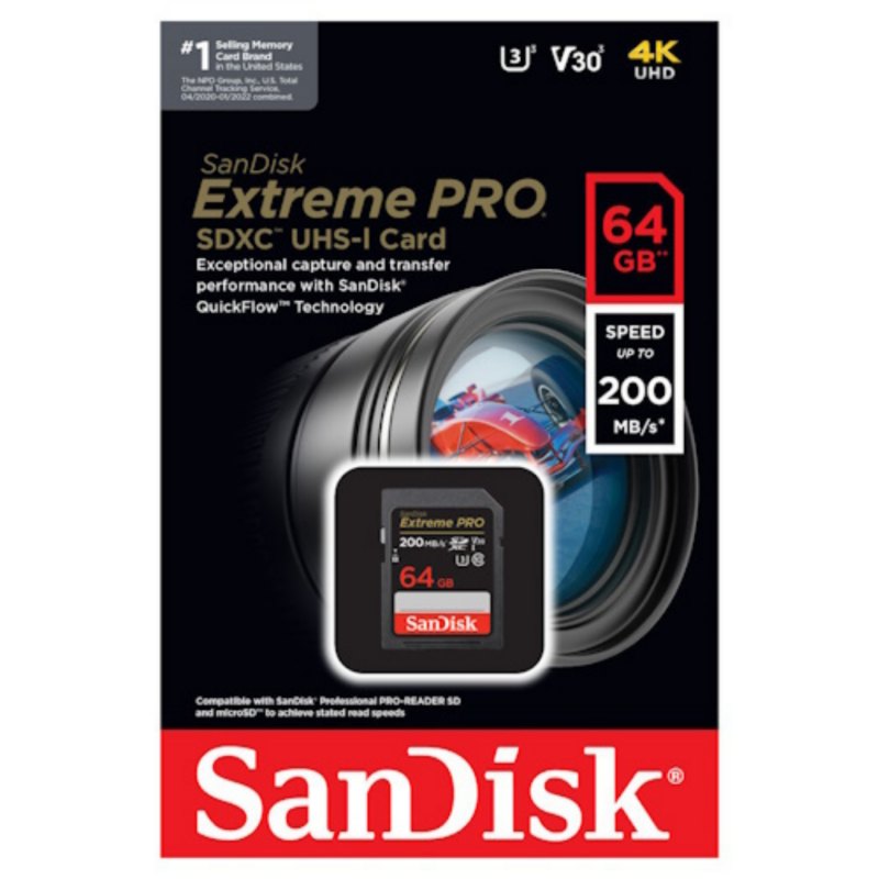 SanDisk Extreme PRO 64GB SDXC UHS-I Card 200 MB/s