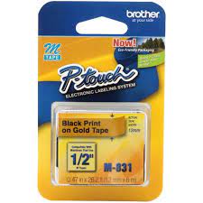 Brother M-831 Black on Gold 12mm Non-Laminated Label Tape