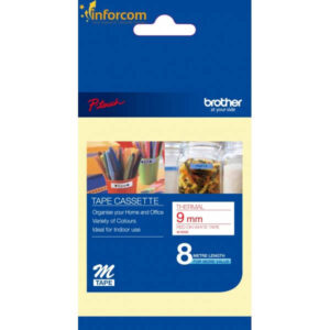 Brother M-K222 Red on White 9mm Non-Laminated Label Tape