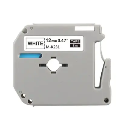 Brother M-K231 Black on White 12mm Non-Laminated Label Tape