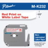 Brother M-K233 Red on White 12mm Non-Laminated Label Tape