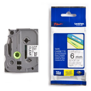 Brother TZE-111 Black on Clear 6mm Laminated Label Tape