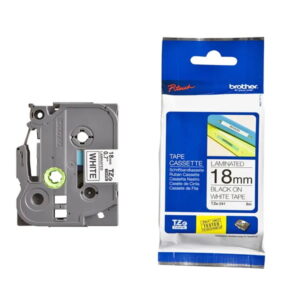 Brother TZE-241 Black on White 18mm Laminated Label Tape