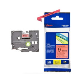 Brother TZE-421 Black on Red 9mm Laminated Label Tape