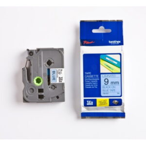 Brother TZE-521 Black on Blue 9mm Laminated Label Tape