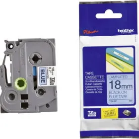 Brother TZE-541 Black on Blue 18mm Laminated Label Tape