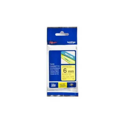Brother TZE-611 Black on Yellow 6mm Laminated Label Tape