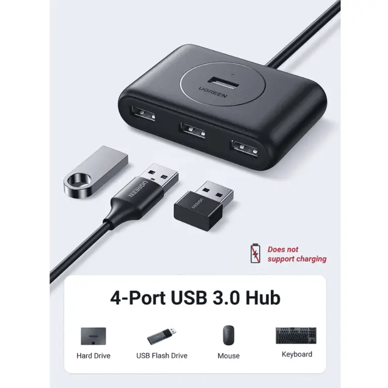 UGREEN CR113 USB 3.0 4-port USB Hub 5 Gbps Data Transfer - Grey