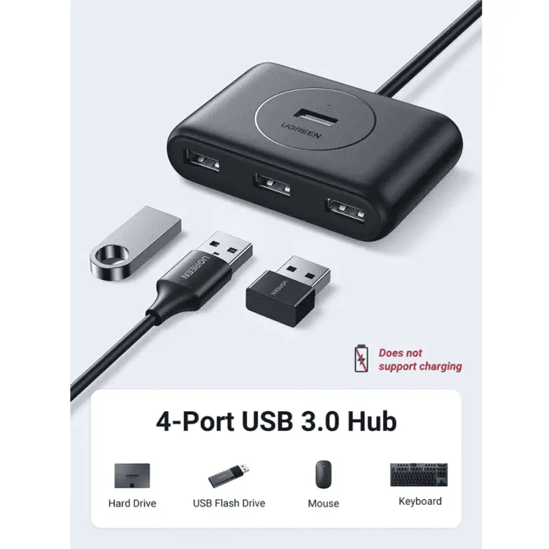 UGREEN CR113 USB 3.0 4-port USB Hub 5 Gbps Data Transfer - Grey