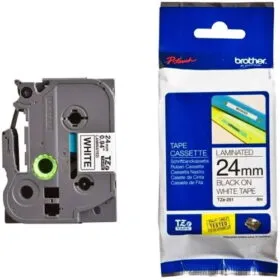 Brother TZE-251 Black on White 24mm Laminated Label Tape