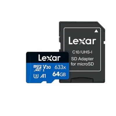 Lexar High-Performance 633x 64GB microSDXC UHS-I Card w/ SD Adapter