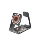 PROMATE Ultra-Slim Transparent Foldable 15W MagSafe Wireless Charging Station-AuraFold-Trio