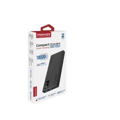 Promate 10000mAh Ultra Slim Compact Smart Charging Power Bank (BOLT-10PRO)