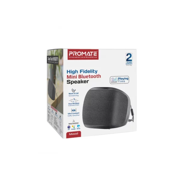 Promate Mood.Black High-Fidelity Mini Bluetooth Speaker