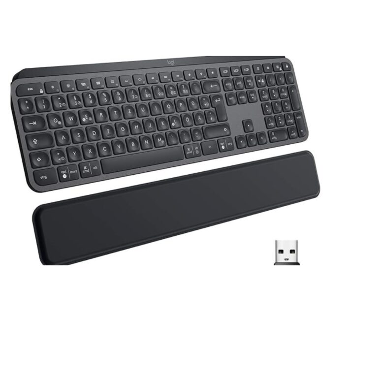 Logitech mx keys plus wireless illiuminated keyboard with palm rest