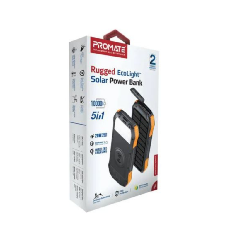 Promate Rugged EcoLight Solar Power Bank
