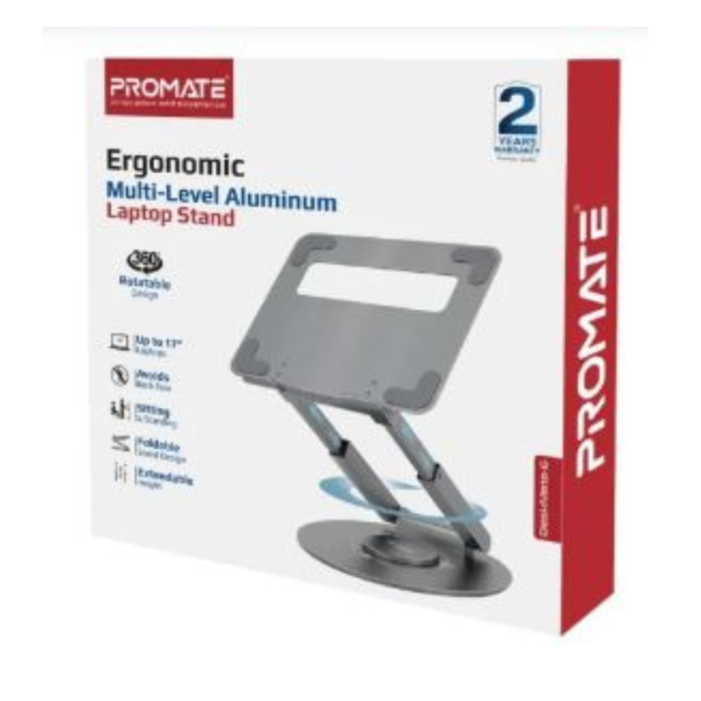 Promate Ergonomic Multi-Level Aluminium 360° Rotatable Laptop Stand
