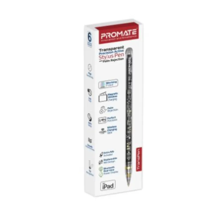 Promate Transparent Precision Active Stylus Pen with Palm Rejection