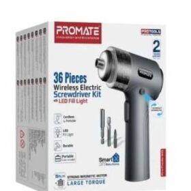 Promate 36-Pieces Wireless Electric Screwdriver Kit with LED Fill Light
