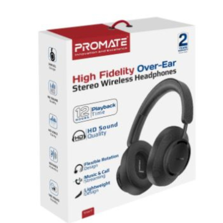 Promate High Fidelity Over-Ear Stereo Wireless Headphones