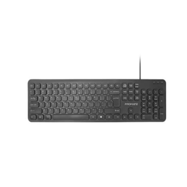 Promate Wired Ultra-Slim Ergonomic Keyboard