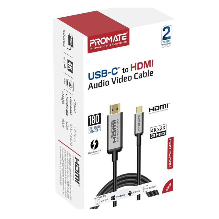 Promate 4K x 2K(60Hz) USB-C to HDMI 2.0 1.8m Cable