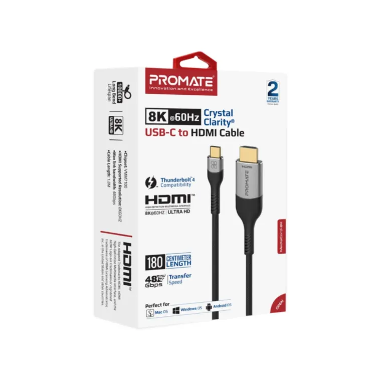 PROMATE 8K CrystalClarity USB-C to HDMI Cable
