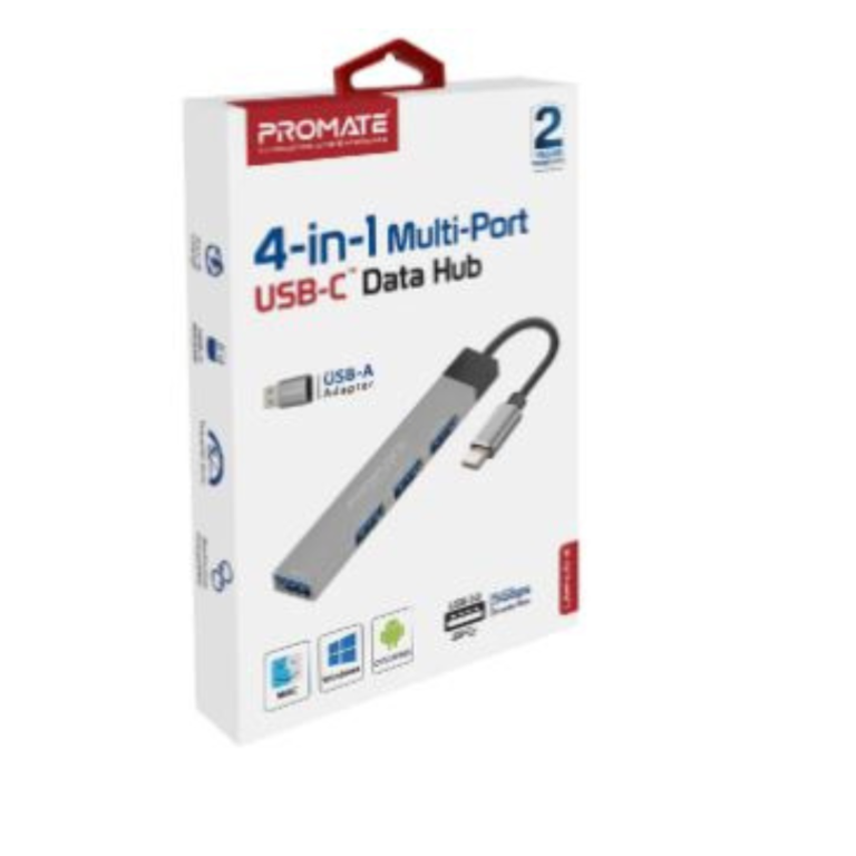 Promate 4-in-1 Multi-Port USB-C Data Hub