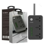 LDNIO SC3604 Power Strip with 3 Sockets & 6 USB Ports Socket Extension