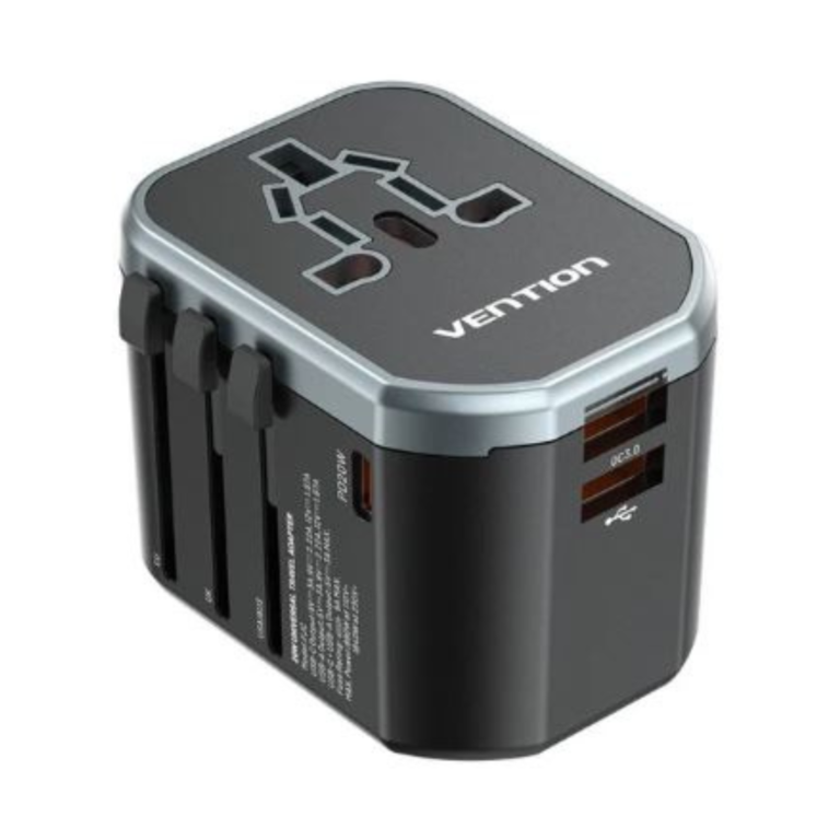 Vention 3-Port USB (C+C+A) Universal Travel Adapter