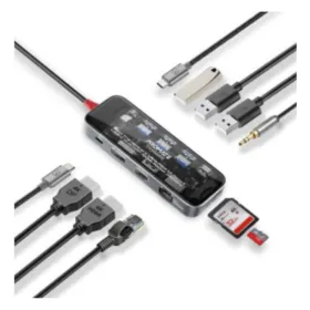 Promate 11-in-1 Transparent Ultra-Fast Multiport USB-C Hub