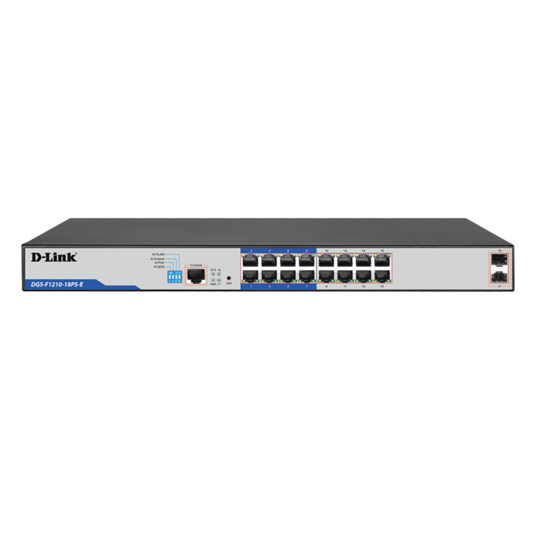 D-Link DGS-F1210-18PS-E 16 ports Gigabit Long Range 250m PoE+ Smart Switch