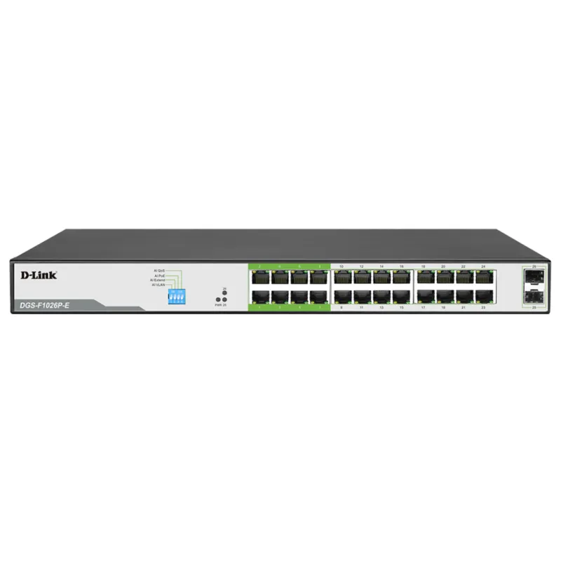 D-Link 28-Port Gigabit Smart Managed PoE Switch with 24 PoE Ports and 4 SFP Ports