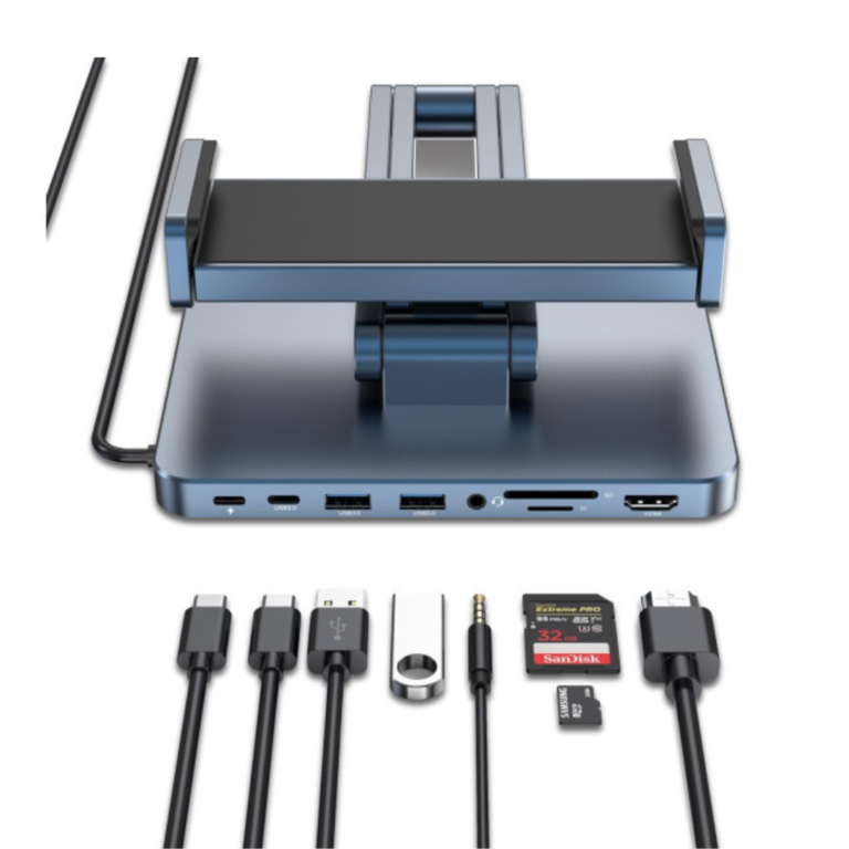 WiWU AH801 Adjustable 8-in-1 USB-C Tablet Hub Stand